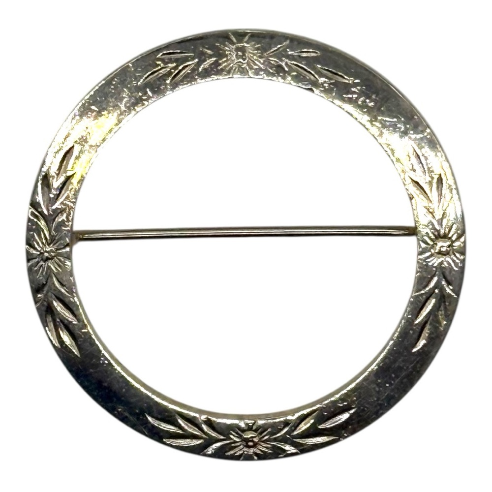 Silver Tone Circular Brooch